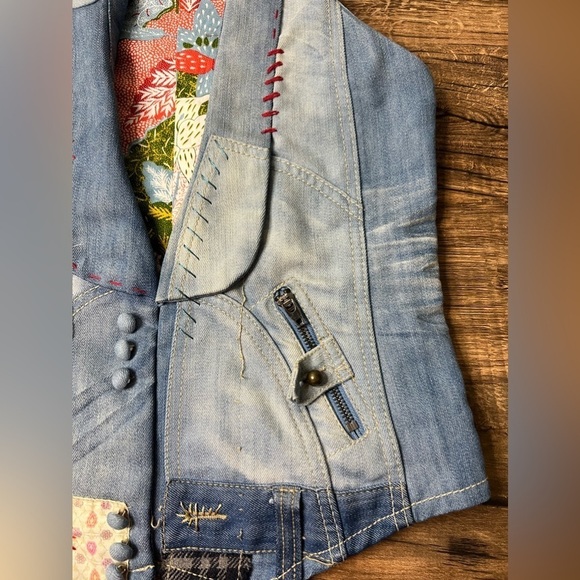 Desigual Denim Patchwork Vest - Picture 2 of 11